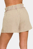 Zenana Washed Frayed Hem Drawstring Shorts - Trendsi - Flyclothing LLC