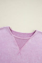Exposed Seam Round Neck Long Sleeve Sweatshirt - Trendsi - Flyclothing LLC