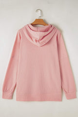 Waffle-Knit Long Sleeve Hoodie - Trendsi - Flyclothing LLC
