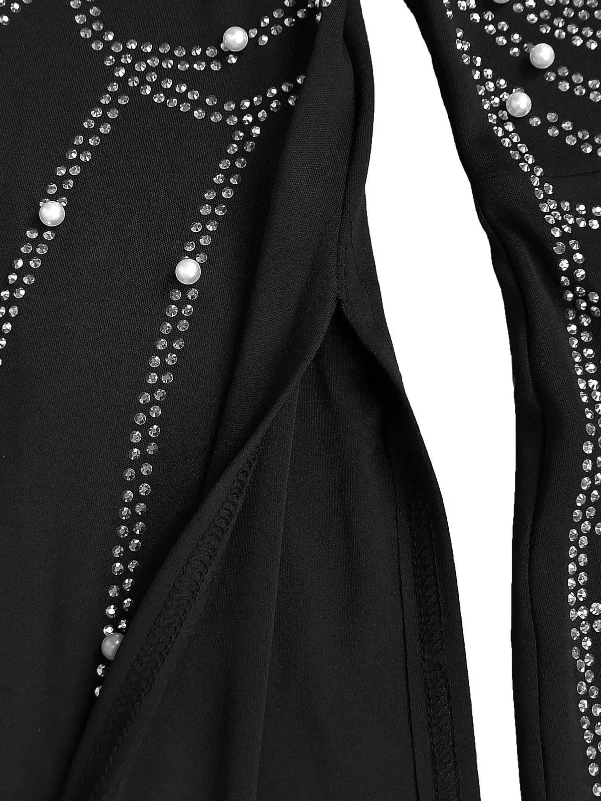 Rhinestone Pearl Detail One-Shoulder Mermaid Maxi Dress - Trendsi - Flyclothing LLC