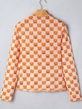 Abstract Halloween Pattern Long Sleeve Mock Neck Blouse - Trendsi - Flyclothing LLC
