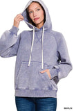 Zenana Acid Wash Fleece Hoodie with Kangaroo Pocket - Trendsi - Flyclothing LLC