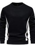 Men's Side Striped Contrast Round Neck Sweatshirt - Trendsi - Flyclothing LLC