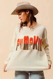 SO ME Contrast Sequin Pumpkin Slogan Sweater Top - Trendsi