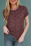 Animal Print Round Neck Short Sleeve T-Shirt - Trendsi - Flyclothing LLC