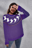 Ghost Pattern Round Neck Long Sleeve Sweater - Trendsi - Flyclothing LLC