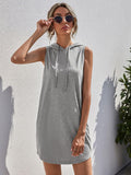 Drawstring Sleeveless Hooded Mini Dress - Trendsi