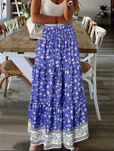 Full Size Tiered Printed Elastic Waist Skirt - Trendsi - Flyclothing LLC