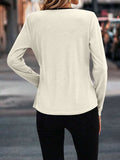 Full Size Crisscross Contrast Trim Long Sleeve T-Shirt - Trendsi - Flyclothing LLC