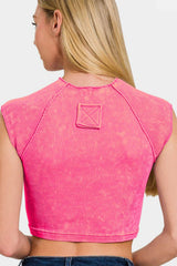 Zenana Ribbed Round Neck Cropped Top - Trendsi - Flyclothing LLC