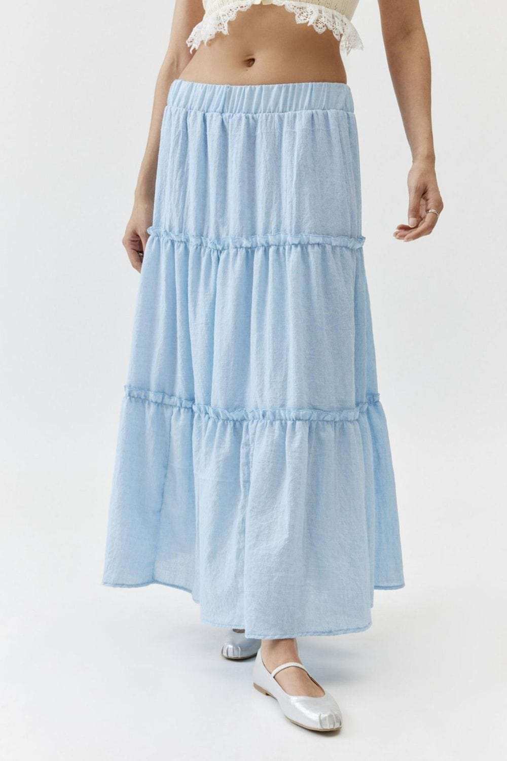 Frill Elastic Waist Skirt - Trendsi - Flyclothing LLC