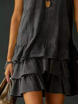 Full Size Ruffled Hem V-Neck Sleeveless Dress Plus Size - Trendsi - Flyclothing LLC