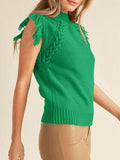 Lovelet Fringe Mock Neck Sweater Vest - Trendsi