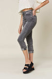 Judy Blue Full Size Button Fly High Waist Cuffed Capris - Trendsi - Flyclothing LLC