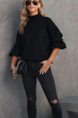 Mock Neck Dropped Shoulder Sweater - Trendsi - Flyclothing LLC