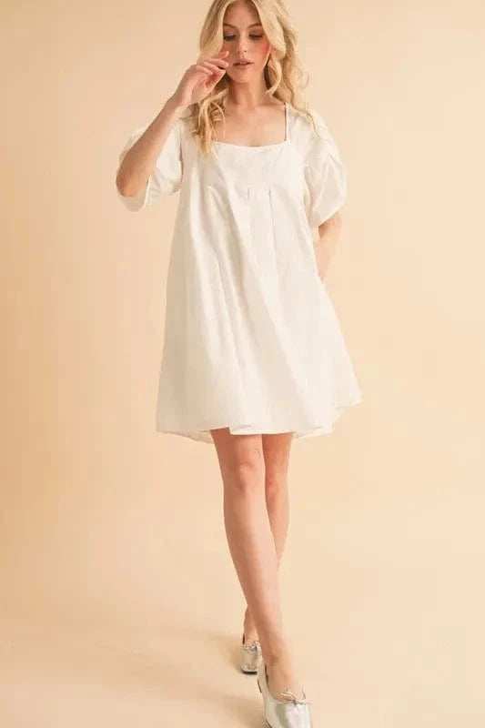 Aemi + Co Square Neck Babydoll Dress with Pockets - Trendsi - Flyclothing LLC