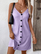 Textured V-Neck Sleeveless Mini Cami Dress - Trendsi - Flyclothing LLC