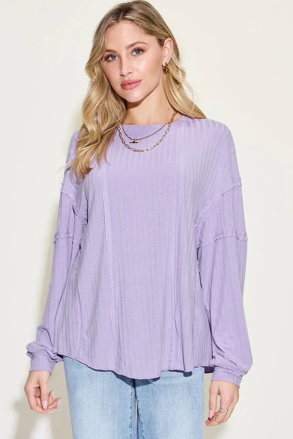 Basic Bae Full Size Ribbed Round Neck Long Sleeve T-Shirt - ShopBasicbae - Flyclothing LLC