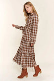 And the Why Plaid Tiered Midi Shirt Dress - Trendsi - Flyclothing LLC
