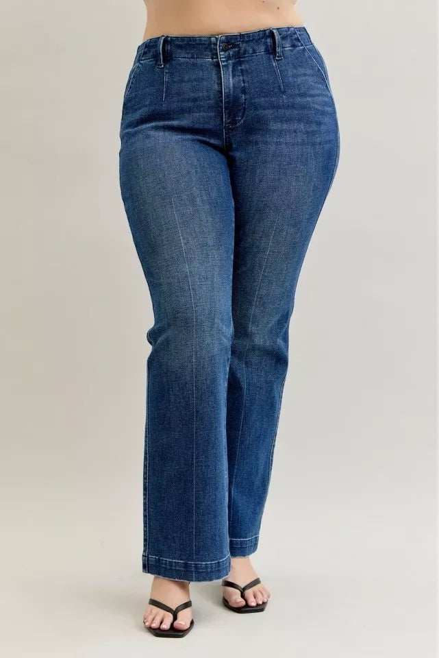 Judy Blue Full Size Mid Rise Bootcut Jeans with Welt Pockets Plus Size - Trendsi - Flyclothing LLC