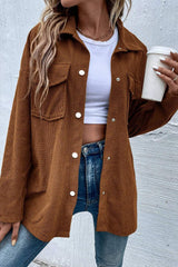 Pocketed Snap Down Long Sleeve Jacket - Trendsi - Flyclothing LLC