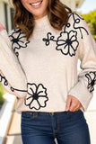 Flower Mock Neck Long Sleeve Sweater - Trendsi - Flyclothing LLC