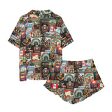 Baha Ranch Colores De Mexico Destination Mexico Collage Satin Pajamas
