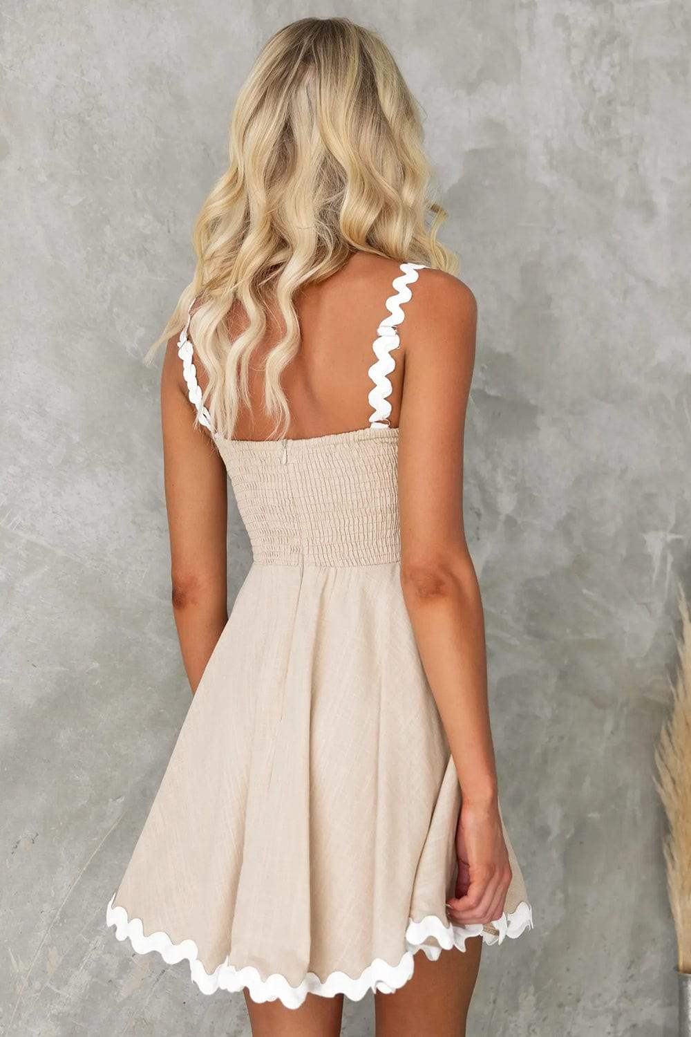 Contrast Trim Square Neck Mini Dress - Trendsi - Flyclothing LLC