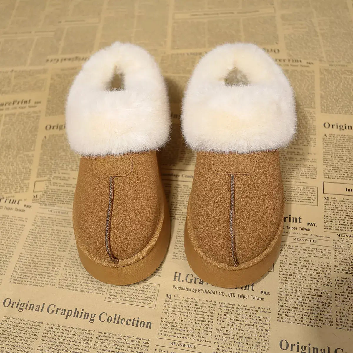 Fuzzy Trim Platform Boots - Trendsi - Flyclothing LLC