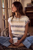 SO ME Soft Fuzzy Multi Color Stripe Cozy Sweater Top - Trendsi - Flyclothing LLC