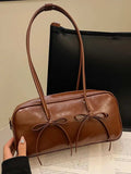 PU Leather Bow Trim Shoulder Bag - Trendsi - Flyclothing LLC