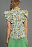 Umgee Full Size Floral Print Peplum Top Plus Size - Trendsi