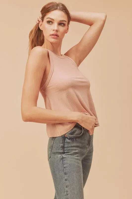 Aemi + Co Lightweight Ribbed Tank - Trendsi - Flyclothing LLC