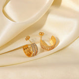 Stainless Steel Inlaid Zircon C-Hoop Earrings - Trendsi - Flyclothing LLC