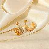 Stainless Steel Inlaid Zircon C-Hoop Earrings - Trendsi