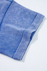 Acid Wash Star Patched Rolled Trim Top and Pants Set - Trendsi - Flyclothing LLC