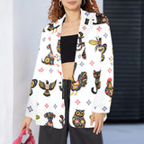 Baha Ranch Colores de Mexico Mexican Talavera Floral Animals Blazer in White