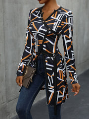 Geometric Surplice Long Sleeve T-Shirt - Trendsi
