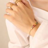 Contrast Zircon Titanium Steel Bracelet - Trendsi