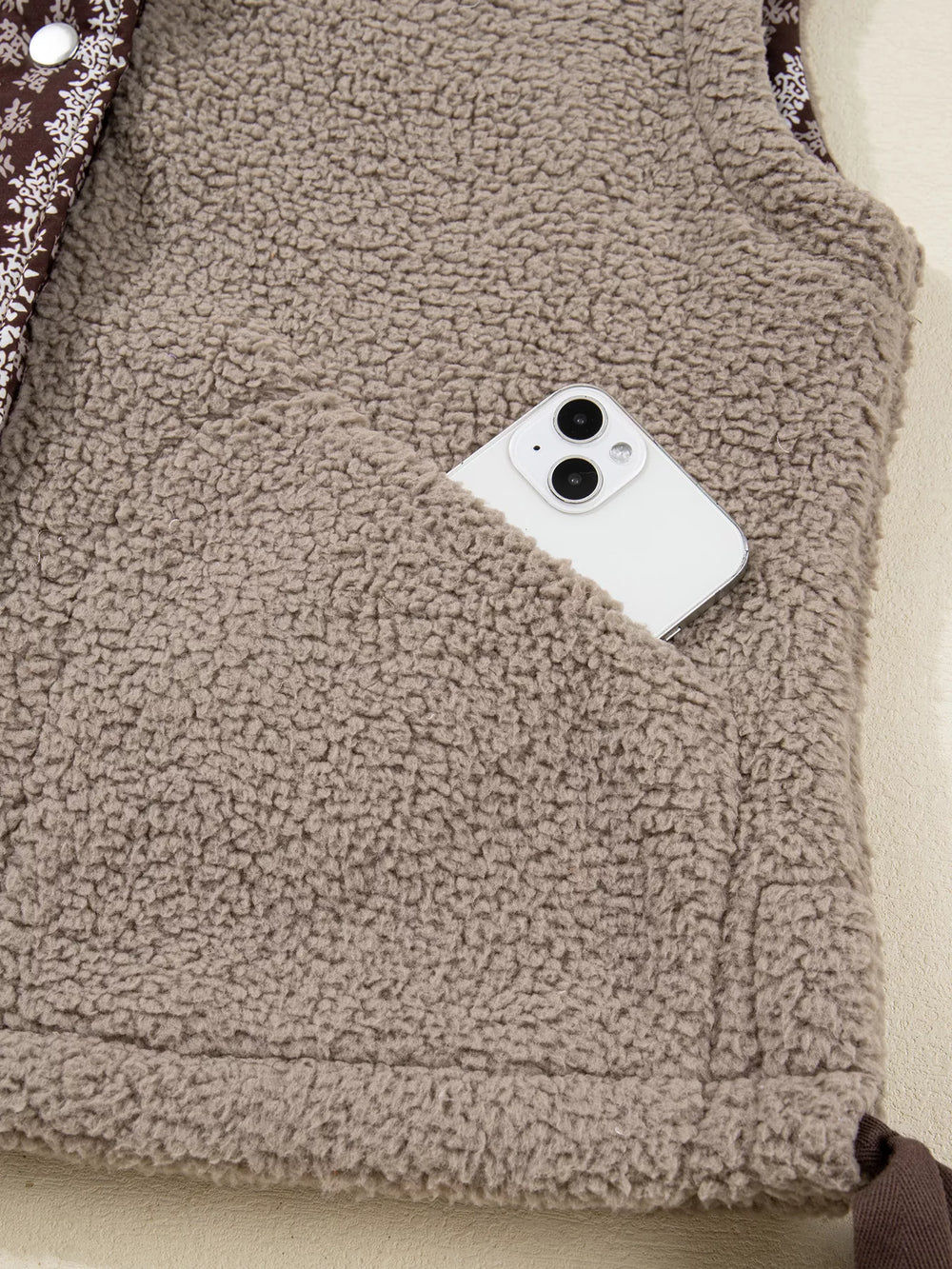 Side Bows Sherpa Fleece Vest - Trendsi - Flyclothing LLC