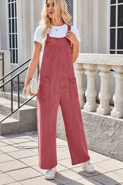 Lovelet Square Neck Wide Strap Overalls with Pockets - Trendsi - Flyclothing LLC