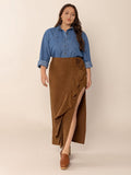 Plus Size Ruffled Slit High Rise Skirt - Trendsi