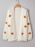 Halloween Pumpkin Embroidered Knit Cardigan - Trendsi - Flyclothing LLC
