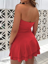 Ruched Layered Tube Mini Dress - Trendsi - Flyclothing LLC