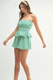 MABLE Gingham Tube Top and Shorts Set - Trendsi