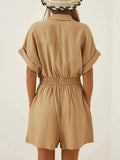 Johnny Collar Short Sleeve Romper - Trendsi