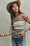 SO ME Mardi Gras Color Stripe Stretch Mesh Top - Trendsi - Flyclothing LLC