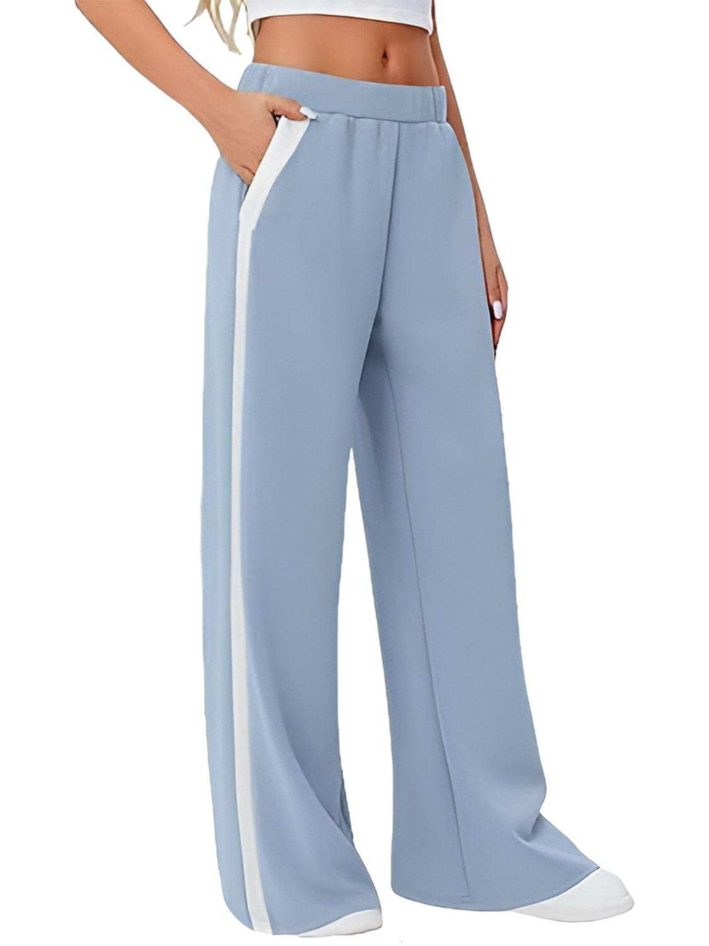 Side Striped Wide Leg Pants - Trendsi - Flyclothing LLC