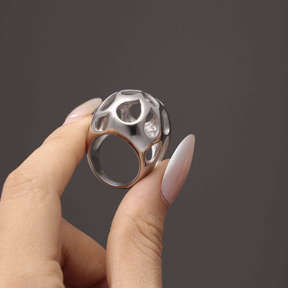 Stainless Steel Cutout Ring - Trendsi - Flyclothing LLC