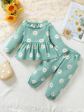Children's Peplum Blouse and Pants Set - Trendsi